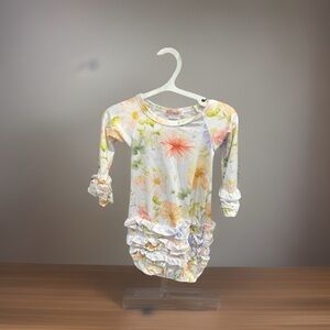 Charming Floral Kids Nightgown - White with Pastel Hues